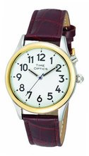 TimeOptics Talking Two-Tone Day-Date Alarm Leather Strap # GWC127T