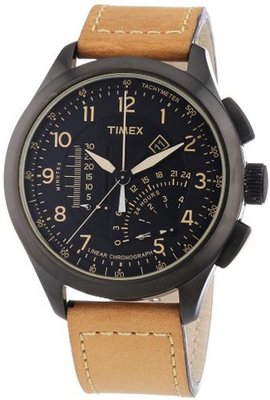 Timex Intelligent Quartz T2P277 Black Tan Linear Chronograph