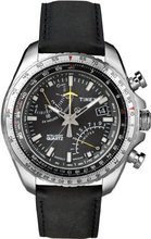 Timex Intelligent Quartz with Black Dial Chronograph Display and Black Leather Strap T2P101AU