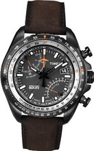 Timex Intelligent Quartz with Black Dial Chronograph Display and Brown Leather Strap T2P102AU