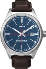 Timex Originals T2N405 T Series Blue Dial Brown Leather Strap