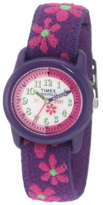 Timex Girls' T89022 "Time Teacher" Floral Elastic Strap