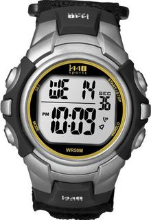 Timex T5K455 1440 Sports Digital Black/Silver-Tone/Orange Fast Wrap Strap