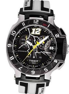 Tissot T-Race Chronograph Black Dial Black and White Rubber T0484172705710