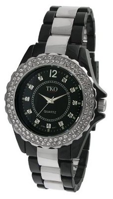TKO ORLOGI TK544-BK Cerami-Steel Swarovski Crystal Black Acrylic