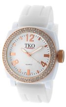 TKO ORLOGI TK551-WT Milano Ice Swarovski Crystal Accented Plastic Case and Rubber Strap