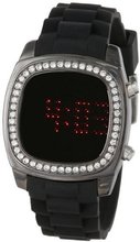 TKO ORLOGI TK571-BK Crystalized Mirror Digital Black Rubber Strap