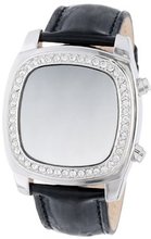 TKO ORLOGI TK573-SBK Silver Crystalized Mirror Digital Black Leather Strap