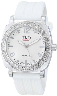 TKO ORLOGI TK612-WT Milano Ice Metal Case Crystal Bezel White Rubber