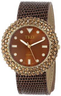 TKO ORLOGI TK618BR Leather Slap Brown Crystal Slap