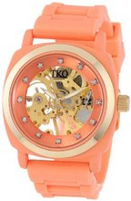 TKO ORLOGI TK626PC Milano Peach Rubber Mechanical Movement Skeleton