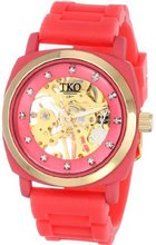 TKO ORLOGI TK626PK Milano Rose Rubber Mechanical Movement Skeleton