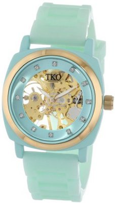 TKO ORLOGI TK626TQ Milano Turquoise Rubber Mechanical Movement Skeleton