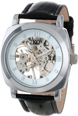 TKO ORLOGI TK629WB Black Leather Mechanical Skeleton