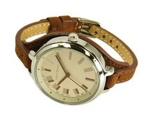 TokyoBay Ladies "Code" Slim Leather Band Round Face in Brown