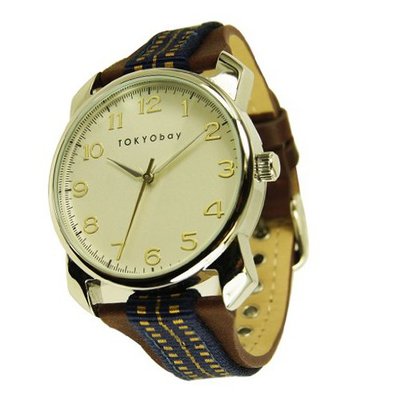 TOKYObay T373-BL Unisex "Katana" Brown Leather Analog