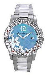 Tommy Bahama Swiss TB4043 Bimini Floral Round Stone Bezel Blue Analog