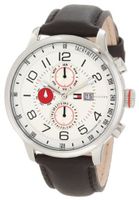 Tommy Hilfiger 1790858 Stainless Steel and Leather Multi-Function White and Red Dial