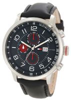 Tommy Hilfiger 1790859 Stainless Steel and Leather Multi-Function Black Dial