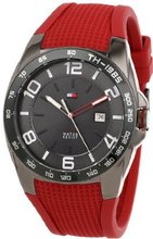 Tommy Hilfiger 1790886 Sport Grey Ion-Plated Bezel Red Silicon Strap
