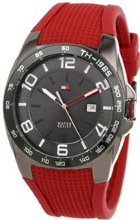 Tommy Hilfiger 1790886 Sport Grey Ion-Plated Bezel Red Silicon Strap