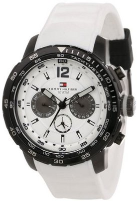 Tommy Hilfiger 1790890 Sport Black Ion-Plated Bezel Multi-Eye White Silicon Strap