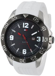 Tommy Hilfiger 1790986 Cool Sport Black Ion-Plated Case White Silicone Strap