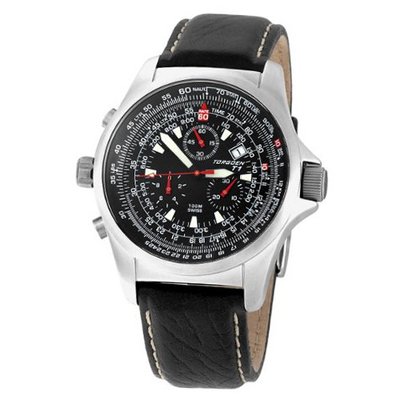 Torgoen Swiss T01102 Chronograph Pilot Computer Leather Strap