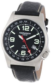 Torgoen Swiss T05101 Dual Time Zone Leather Strap