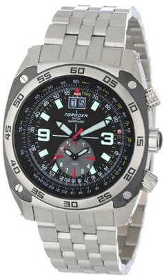 Torgoen Swiss T07201 Pilot Computer Dual-Time Zone Stainless Steel