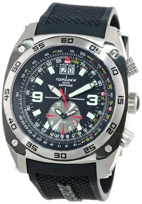 Torgoen Swiss T07301 Pilot Computer Dual-Time Zone Polyurethane Strap