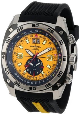 Torgoen Swiss T07302 Pilot Computer Dual-Time Zone Polyurethane Strap