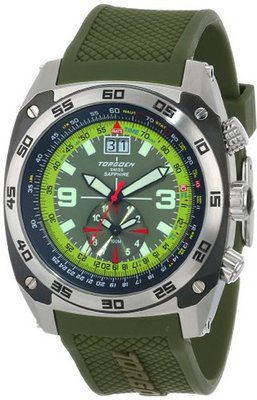 Torgoen Swiss T07303 Pilot Computer Dual-Time Zone Polyurethane Strap