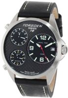 Torgoen Swiss T08101 Triple Time Zone Carbon Fiber Leather Strap