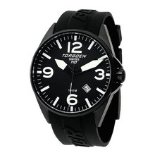 Torgoen Swiss T10301 Black Ion-Plated 3-Hand Analog Rubber Strap