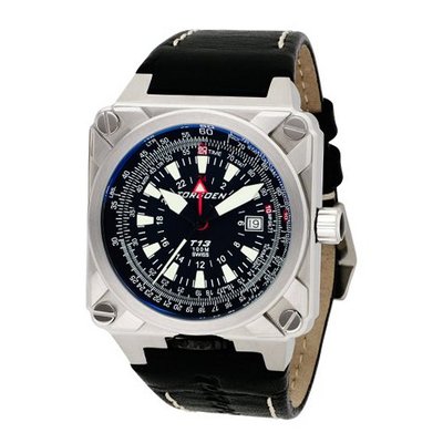 Torgoen Swiss T13104 Computer Zulu Stainless Steel Leather Strap