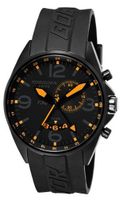 Torgoen Swiss Analogue T30304 with GMT, Alarm, Big Date, Black/Amber Dial and Black PU Strap