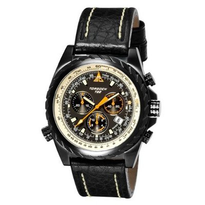 Torgoen Swiss Chronograph T22101 with E6B Flight Computer and Black Italian Leather Strap