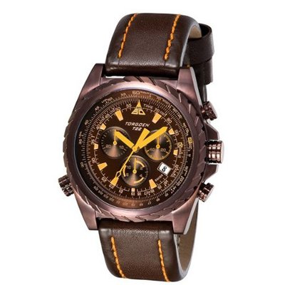 Torgoen Swiss Chronograph T22104 with E6B Flight Computer and Brown Italian Leather Strap