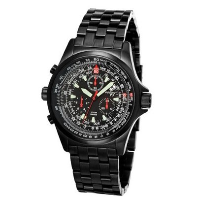 TORGOEN Swiss T01206 42mm Aviation with Chronograph, E6B Flight Computer and Black IP Stainless Steel Bracelet