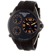TORGOEN Swiss T08303 45.5mm Aviation with Triple Time Zone, Carbon Fibre Dial and Black PU Strap