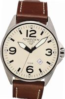 TORGOEN Swiss T10104 45mm Aviation with Brushed Stainless Case and Brown Italian Leather Strap