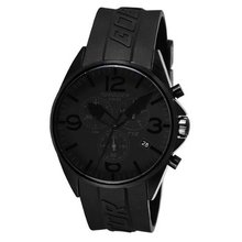 TORGOEN Swiss T16303 45mm Aviation with Chronograph, Black IP Case, Phantom Black Dial and Black PU Strap