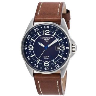 Torgoen - T25103 - Gents - Analogue Quartz - Blue Dial - Black / Beige Leather Strap