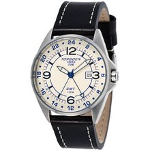 Torgoen - T25104 - Gents - Analogue Quartz - Beige Dial - Black / Beige Leather Strap