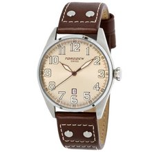 Torgoen T28103 Gents Quartz Analogue Beige Dial Brown Leather Strap