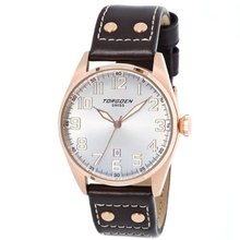Torgoen T28104 Gents Quartz Analogue Grey Dial Brown Leather Strap