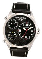 uTorgoen TORGOEN Swiss T08101 45.5mm Aviation with Triple Time Zone, Carbon Fibre Dial and Black Italian Leather Strap 