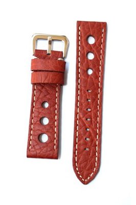 20mm Tan Panerai Pilot Style Leather band with Contrast Stitching