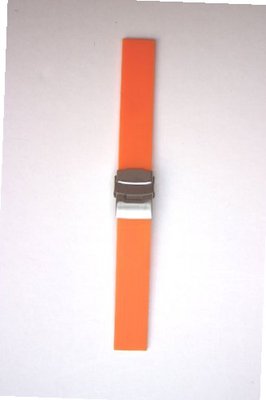 22mm Orange Plain Smooth Rubber/Silicone band with S/S Buckle